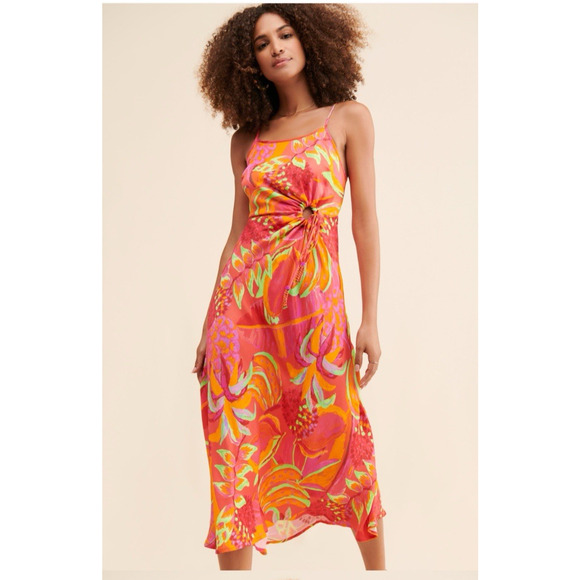 NEW Farm Rio Tropical Print Midi Maxi Dress Cutout Sleeveless Size Small $225 - Picture 4 of 16
